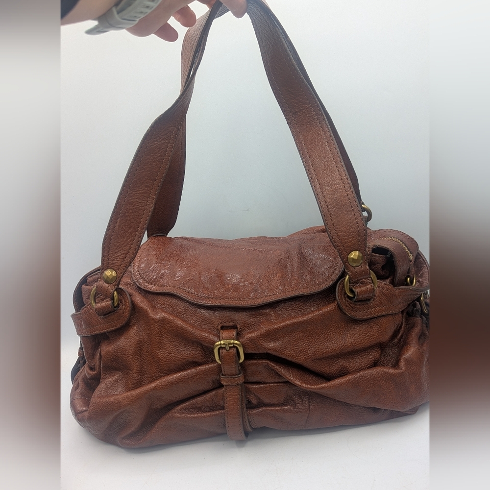 Kooba Large Brown Leather Satchel Shoulder Handbag